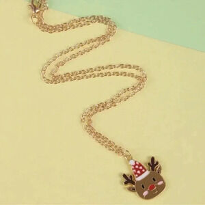 Christmas Reindeer Gold Necklace